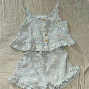 Floral Button-Up Tank and Shorts Set